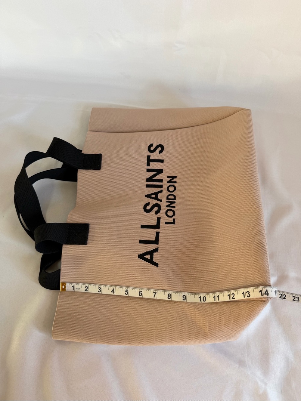 All Saints Pink Canvas Tote with Black Logo and Handles - Picture 6 of 11
